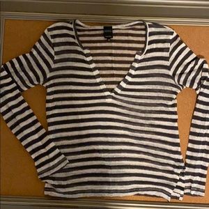Barney New York sheer stripe long sleeve top XS
